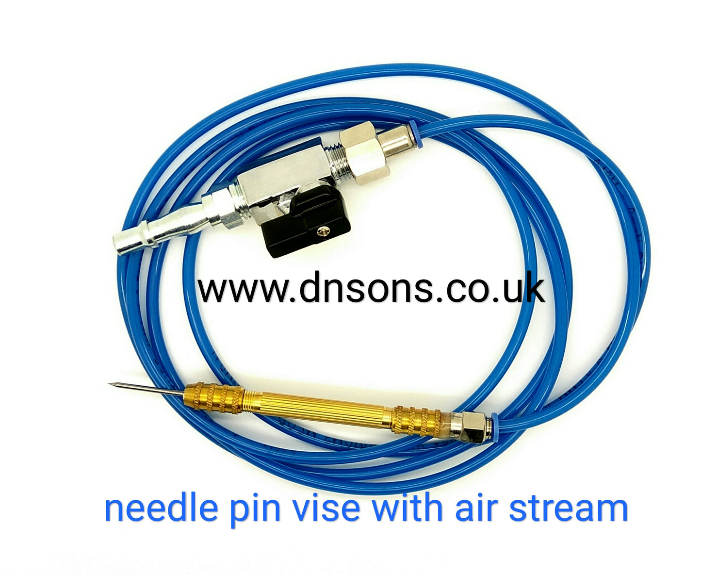needle pin vise with air stream for fossil preparation work
